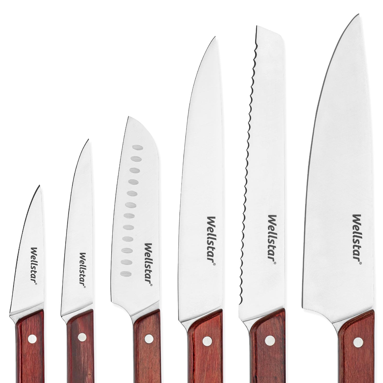 Chef Knives Set, 6-Piece Kitchen Knife Set, Sharp Professional Cooking Knives with High-Carbon-Stainless-Steel Blades