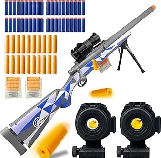 M24 Foam Blaster, Shell Ejecting, Safety Switch, Adjustable Stock 41.8 Inch, Scope, 40 Darts, 20 Casings, 2 Mags, Tactical Game Gear for Teens 14+ years Adults