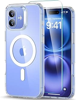 for iPhone 16 Case (4 in 1) Set, Translucent Matte Case with Screen Protector, Compatible with MagSafe, Military-Grade Protection, Classic Series, Clear Set