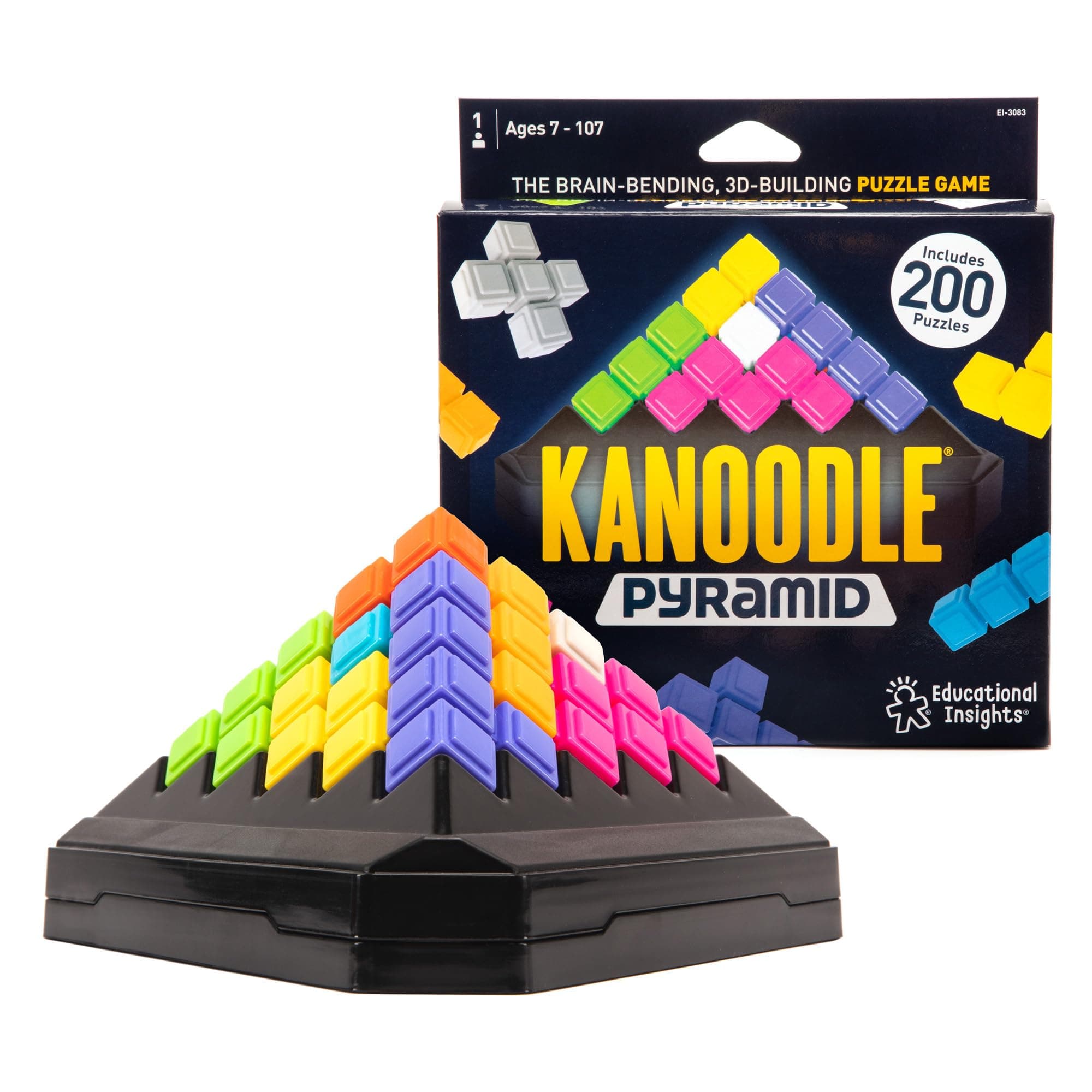 Educational Insights Kanoodle Pyramid - 3D Brain Teaser Puzzles, Single Player Brain Game, Handheld Travel Games for Kids, Challenging Logic Puzzle Games and Gifts for Kids, Teens & Adults Ages 7+