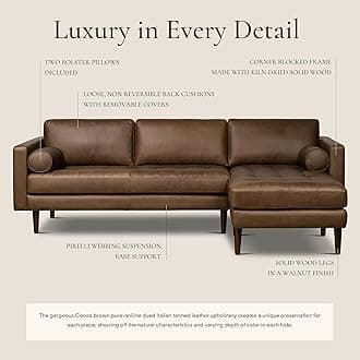 Poly & BARK Napa Right-Facing Sectional Sofa in Cocoa Brown
