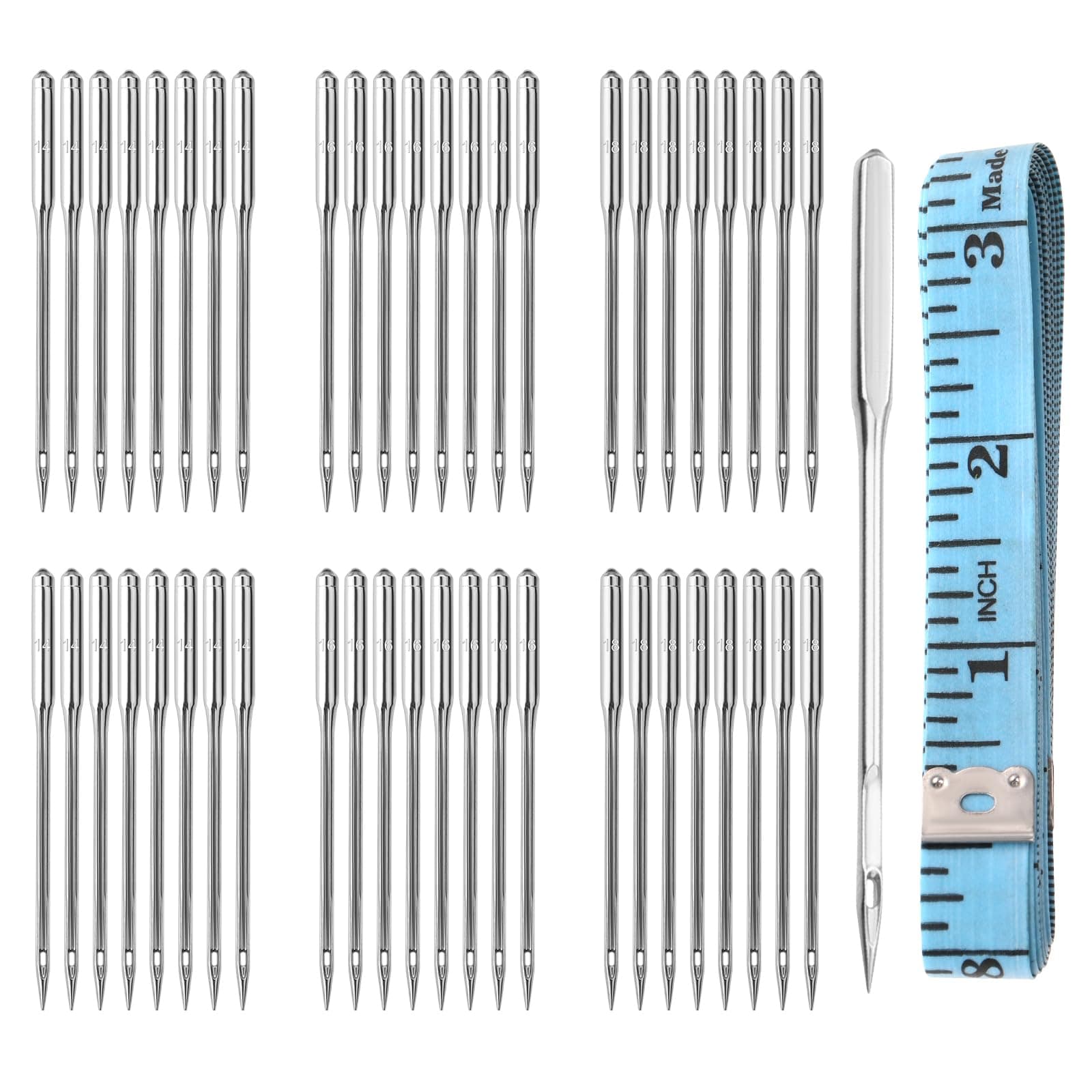 90PCS Sewing Machine Needles Universal Sizes 90/14 100/16 110/18 Heavy Duty Sewing Machine Needles for Embroidery Leather Jeans, Thick Fabric Leather