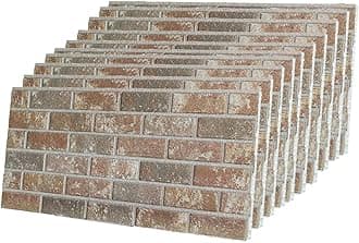 3D Wall Panels Brick Effect - Cladding, Stone Look, Styrofoam Facing for Living Room, Kitchen, Bathroom, Balcony, Bedroom, Back of Counter | Mocha Royal (10 x Panels) - Covers 53 sq ft