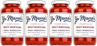 Yo Mama's Foods Keto SPICY Marinara Pasta Sauce - Pack of (4) - No Sugar Added, Low Carb, Low Sodium, Gluten Free, Paleo Friendly, and Made with Whole, Non-GMO Tomatoes.