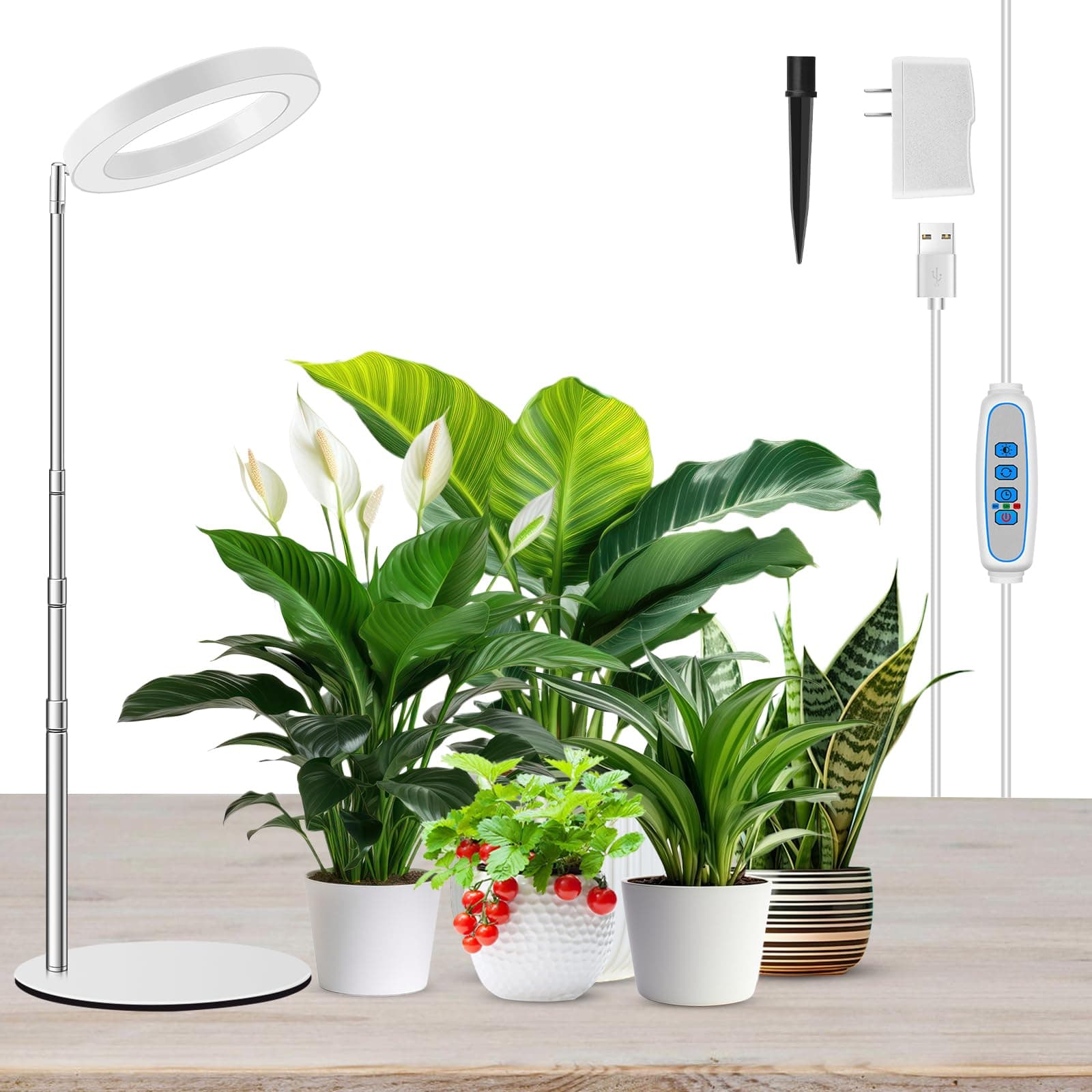 Kullsinss Grow Lights for Indoor Plants Full Spectrum, 80 LEDs Plant Light for Indoor Growing with 2 Mounting Options, 6/12/16H Timer, 3 Spectrum Modes, 9.8"-37.4" Height Adjustable Desk Grow Lamp