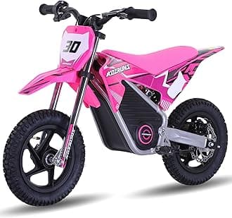 Electric Dirt Bike for Kids Aged 3-6, 150W High Racing Competition Grade Electric Motorcycle, Up to 8MPH, 2 Speed Settings, Safe Disc Brakes, 12IN Off-Road Tires & Advanced Shock Absorption，Pink