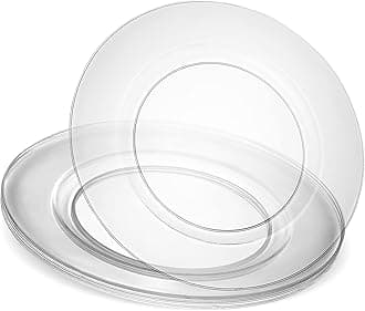 13'' Charger Plates Clear Plastic Heavy Duty Disposable Dinner Chargers Serve ware Dishes Platters Tableware Pack of 12