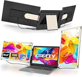 Laptop Screen Extender Portable, Detachable 15.6" FHD 1080P Portable Monitor for Laptops, Triple Laptop Monitor Extender compatiable with Windows, Mac, Android, Chrome, Switch & PS