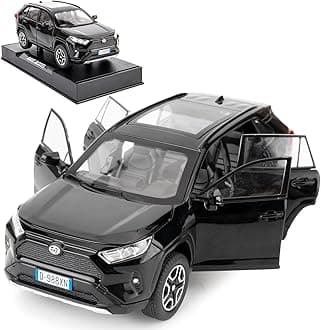 Model Car 1/32 RAV4 Alloy Diecast Collectible Toy Car with Light and Sound Toy Vehicle Door Can Be Opened for Boys Kids Toddler Gift (Black)