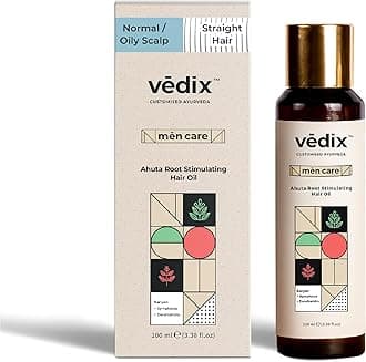 Vedix Hair Fall Oil For Men-Ahuta Root Stimulating Hair Oil With Banyan + Symplocos + Daruharidra Customized For Normal-Oily Scalp & Straight Hair-Customized Ayurveda For Hair Growth In Men-100Ml