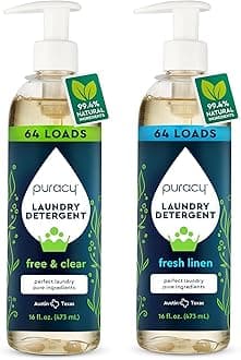 Puracy Laundry Detergent - Enzyme-Powered Liquid Laundry Detergent Concentrate, Natural Laundry Detergent Seen on TikTok, Non-Toxic (Free & Clear, and Fresh Linen, 16 fl oz, 2-Pack, 128 Loads)