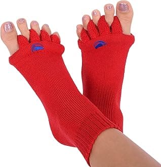 My Happy Feet Foot Alignment Socks with Toe Separators | for Men or Women | Red - (Medium)
