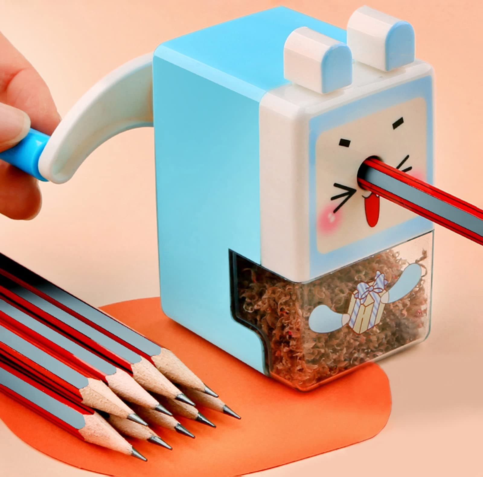 Wolpin 1 Pc Sharpener for Pencil Long Point Metal Sharpener for Kids Tabletop Cartoon