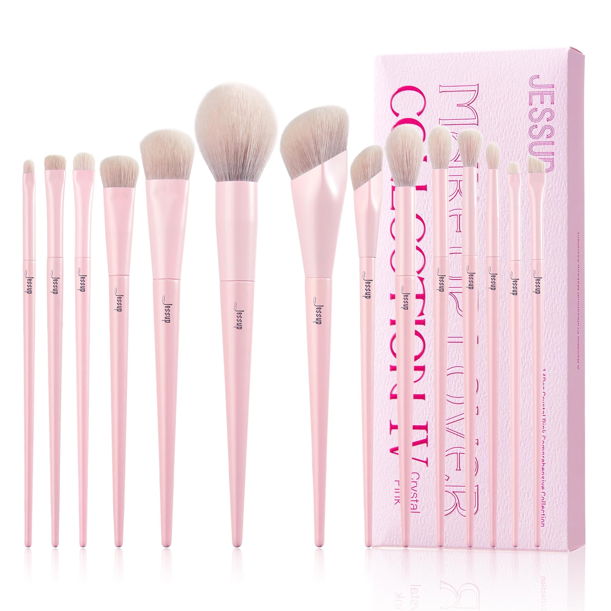 T495 Jessup Pink Makeup Brushes Set 14Pcs Make up Brushes Premium Vegan