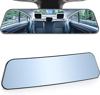 JOYTUTUS Rearview Mirror, 12 Inch Panoramic Anti-Glare Clip-on Wide Angle Convex Rear View Mirror, Effectively to Reduce Blind Spot, Universal for More Car SUV Trucks -Blue