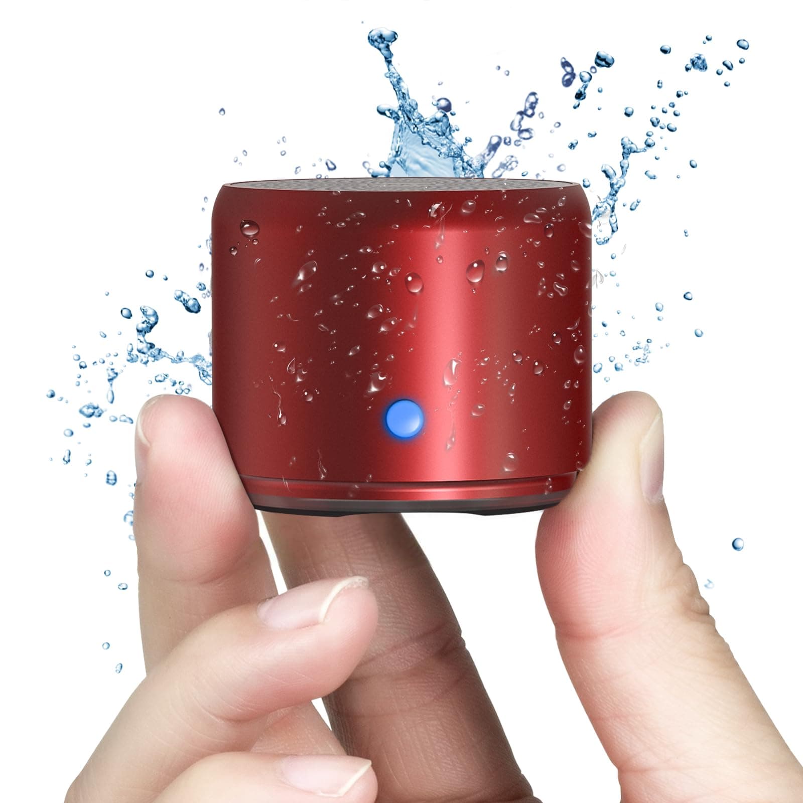 EWA Travel Case Packed, A106 Pro Portable Bluetooth Speaker with Custom Bass Radiator, Brief Design, IP67 Waterproof, Perfect Mini Speaker for Shower, Room, Bike, Car (Red)