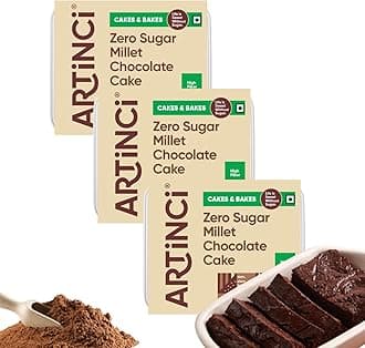 Artinci Sugar-Free Eggless Chocolate Cake (Pack of 3 x 150g) | Diabetic Friendly | High Protein & Low-Calorie Millet Cake | Healthy Snack for Weight Management | Shark Tank India