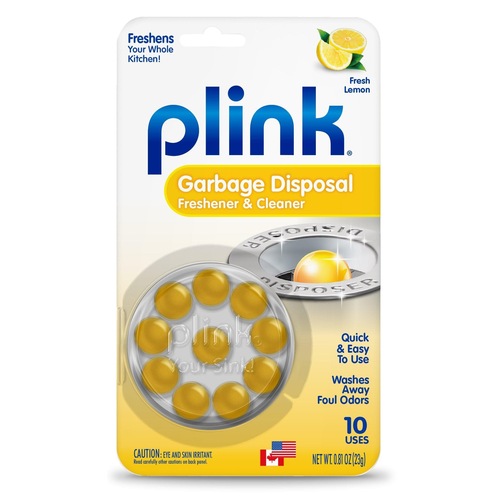 Plink 90 Garbage Disposer Cleaner and Deodorizer, Lemon, 20 Count