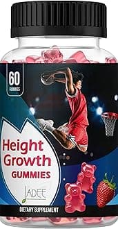 Jadee Height Growth Gummies for Teens & Kids Calcium 325mg, Teen Vitamins D3,K2,C, Magnesium, Ashwagandha, Zinc, L-Arginine - Bone Healthy Growth, Development & Strength - Height Increase & Immunity