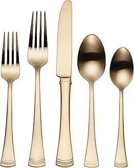 Lenox Portola 20-Piece Gold Satin Flatware Set, 3.30, Metallic