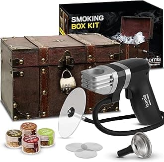 Smoking Gun Wood Smoke Infuser Birner PRO - Smoking Box Kit, 12 PCS, Smoker Machine with Accessories and Wood Chips - Cold Smoke for Food and Drinks - Gift for Man