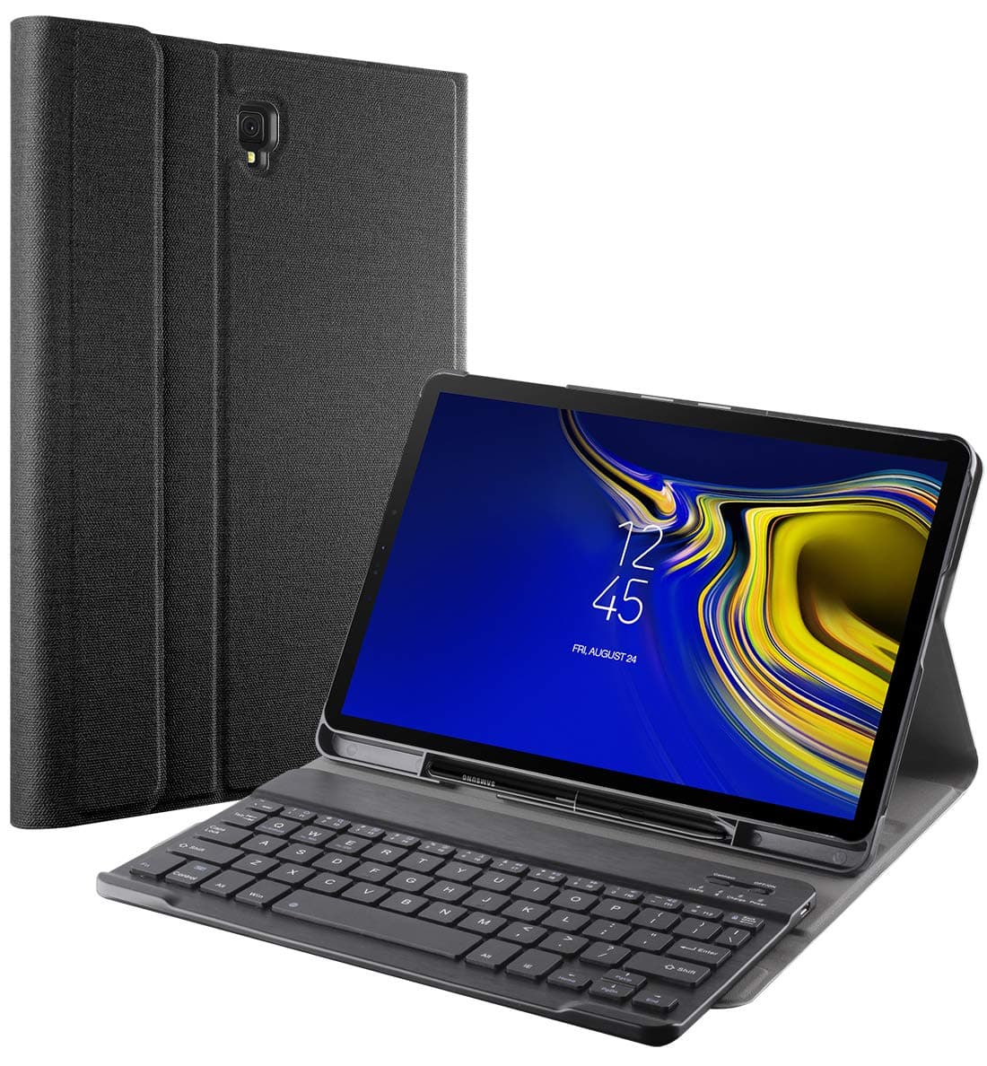 Galaxy Tab S4 10.5 Keyboard Case with S Pen Holder, Exact Design Slim Shell Stand Cover w/Magnetically Detachable Wireless Bluetooth Keyboard for Samsung Galaxy Tab S4 10.5, Black
