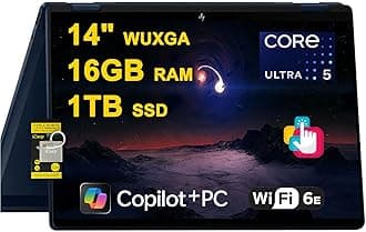 HP OmniBook X Flip 2-in-1 Laptop 14" WUXGA IPS Touch (400nits) Intel 8-core Ultra 5 226V (Up to 40 Tops) 16GB RAM 1TB SSD for Creator Designer Business Professional Win11 ICP Hub/Copilot+ AI PC