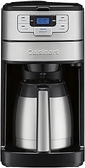 Cuisinart Automatic Grind & Brew 10-Cup Coffee Maker with Blade Grinder, Programmable Coffee Machine Glass Carafe with 1-4 Cup Setting, Brew Pause, Grind-Off Option, DGB-450NAS, Black/Stainless Steel