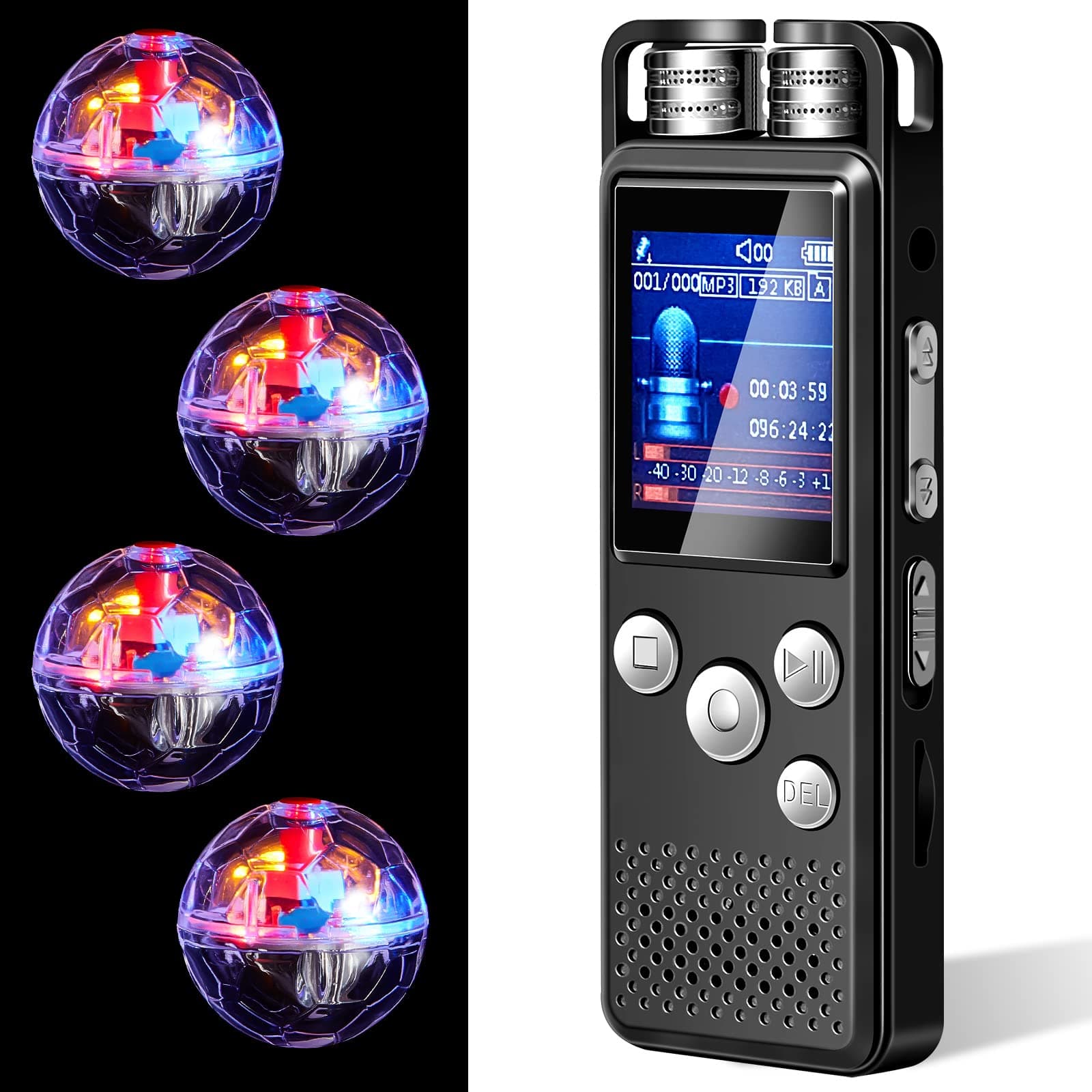 Dunzy 5 Pcs EVP Recorder Ghost Hunting Kit Paranormal Digital Voice Recorders with 4 LED Motion Activated Cat Balls Voice Activated Recorder with Playback for Paranormal Equipment(8 Gb, Chic Style)