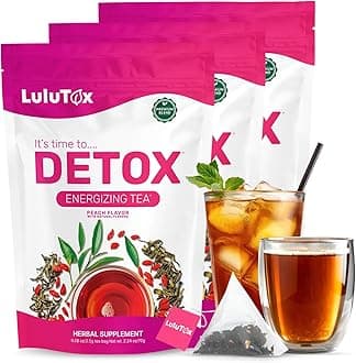 Detox Tea - Herbal Blend with Dandelion, Ginseng, and Ginger - Supports A Healthy Weight, Digestive Health - Vegan, All Natural, Laxative-Free - Peach Flavor (3 Pack x 28 Servings)