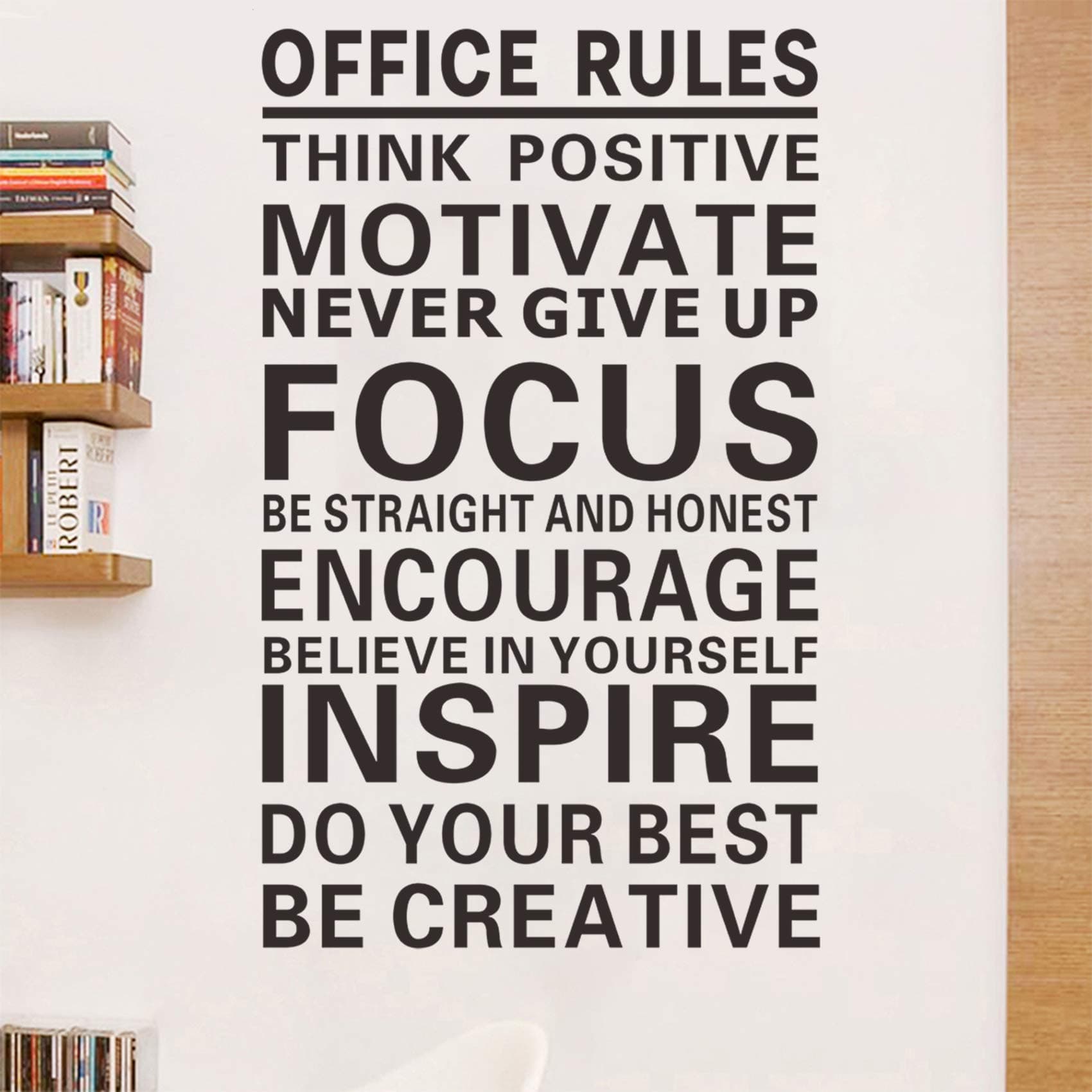 Office Wallpaper, Office Rules Wall Decal, Vinyl Wall Stickers, Removable Decor Art DIY Inspirational Quotes Sticker Mural for Bedroom Home Decoration Wallpaper