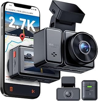 Vantrue E2 Dash Cam Front and Rear with Voice Control, 2.7K + 2.7K Dual Dash Camera for Cars, WiFi, GPS, STARVIS Night Vision, Buffered Parking Mode, G-Sensor, 2.45" IPS, 160°, WDR, Support 512GB