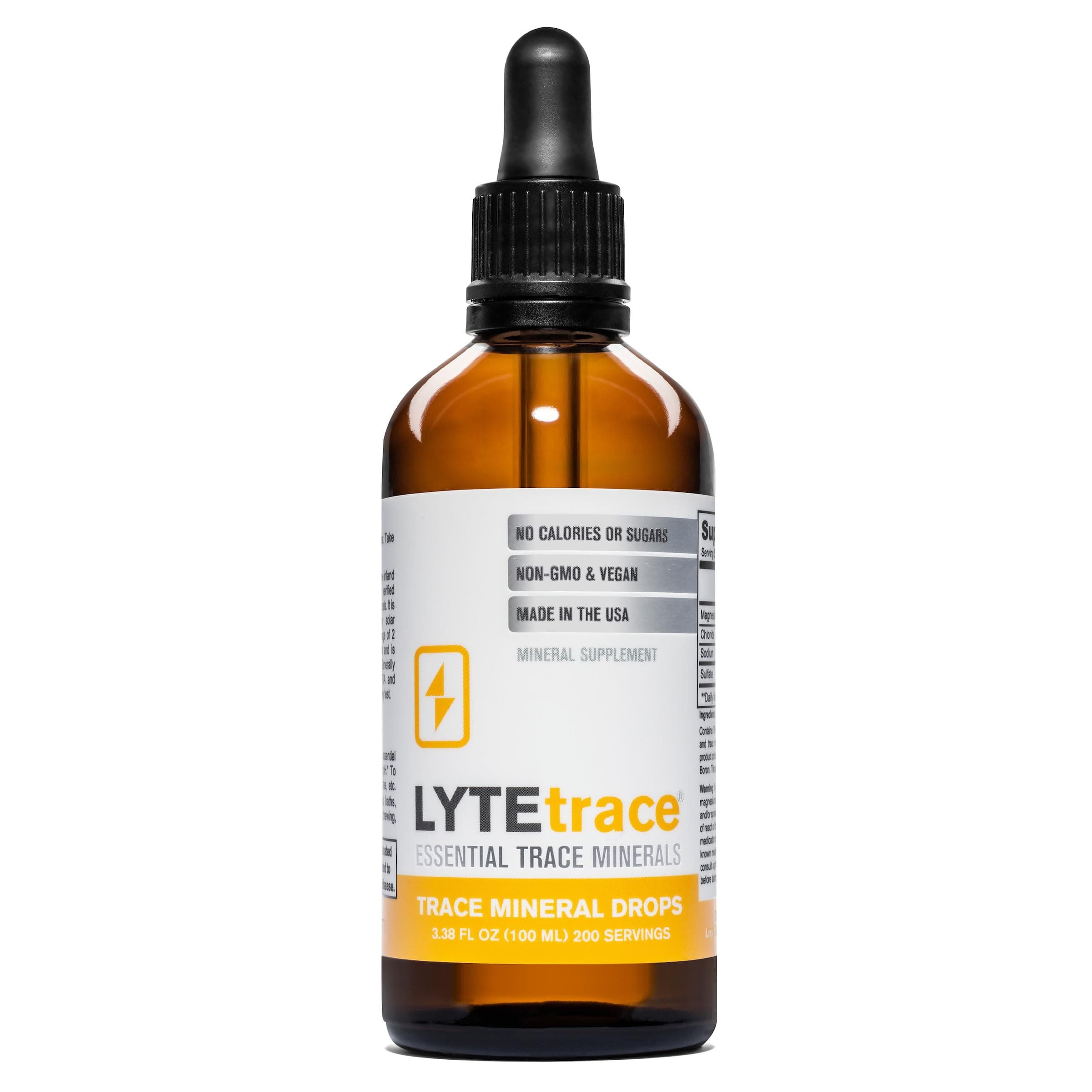 LyteLine Trace Mineral Drops 100ml x 200 Servings - Max-Absorption Ionic Natural Sodium Free Trace Minerals Concentrate to Balance The Body's pH - Non-GMO, Vegan, Kosher, and Keto Friendly