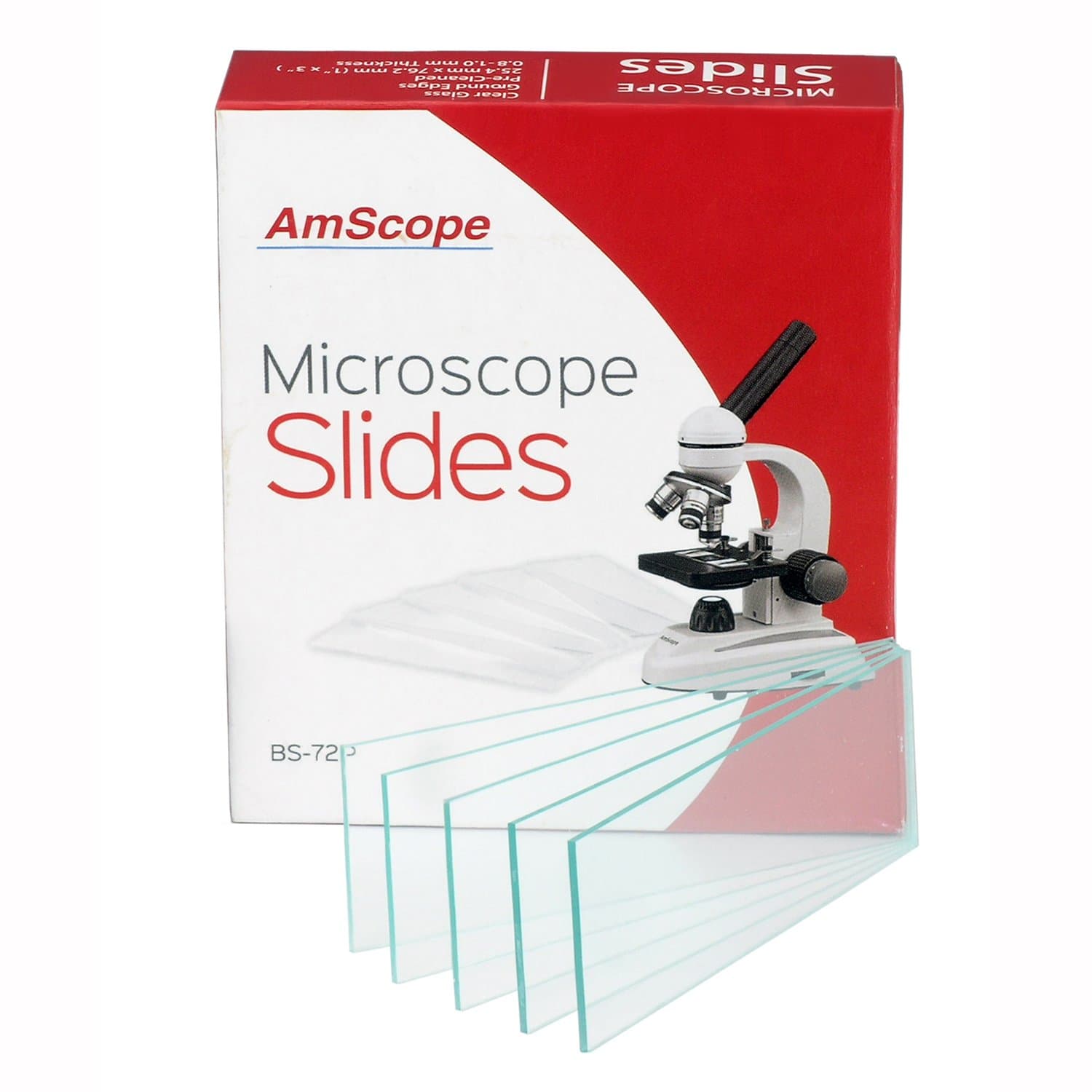 AmScope 72 pcs. Blank Microscope Slides, Pre-Cleaned Glass Slides for Microscopes
