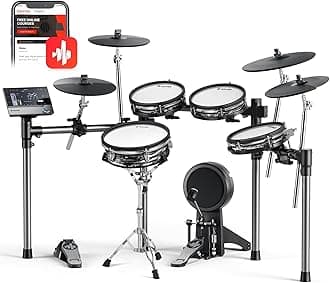 Donner Beat Max Electronic Drum Set, Electric Drum Kit with 12" Quiet Mesh Drum Pads, 14" Cymbals w/Choke, 100 Kits and 1100+ Sounds, Sticks, USB MIDI, DONNER PLAY app (5 Pads, 4Cymbals)
