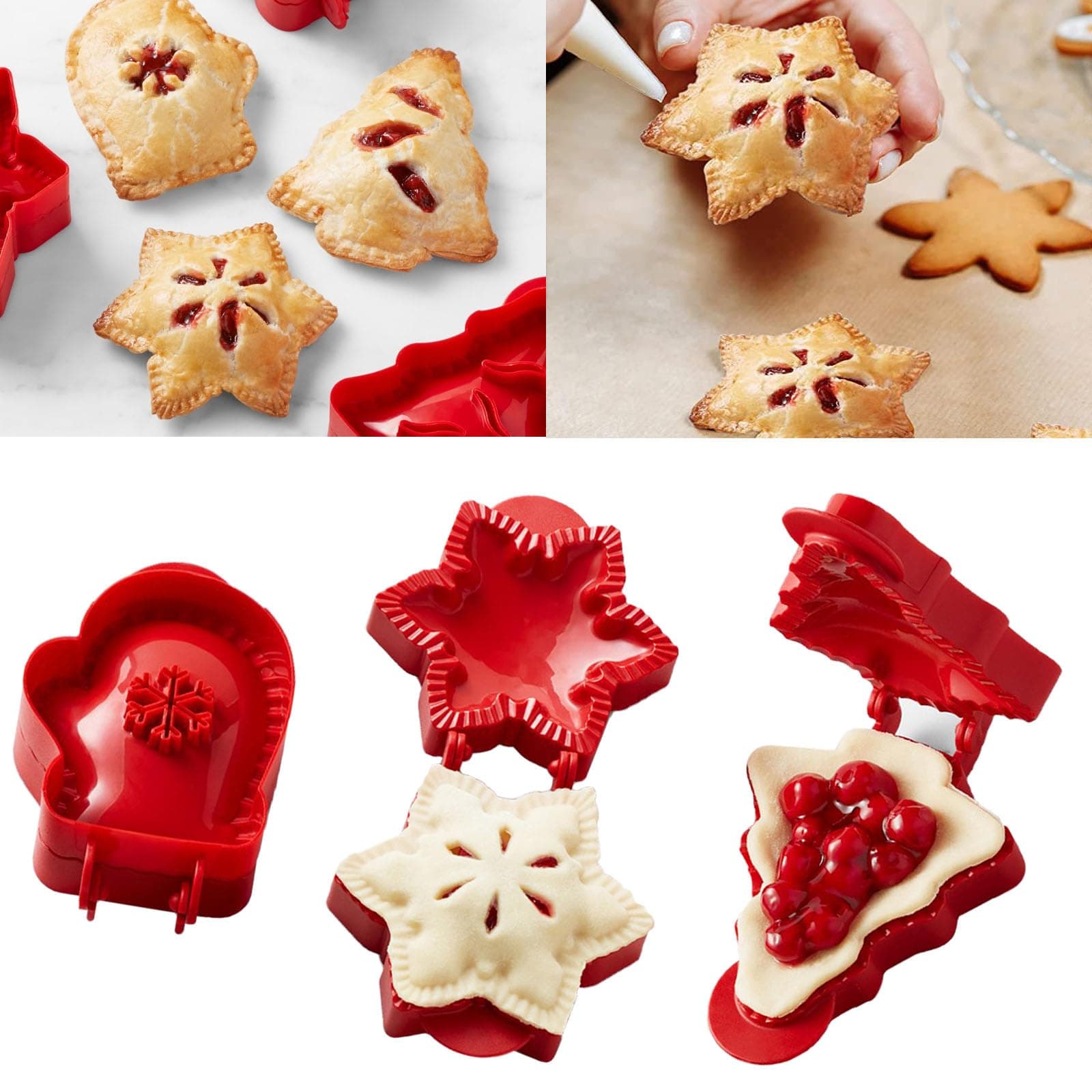 3PCS Hand Pie Molds Mini Pie Maker - Dough Press Pocket Pie Molds for Baking Christmas Various Themed Party Potluck