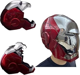 Cos Play Iron Man Helmet Mk5 1:1 Wearable Marvel Superhero Helmet English Voice Control, Electric Opening and Closing Iron Man Mask with Touch Sensor, Avengers Movie Role-playing Halloween