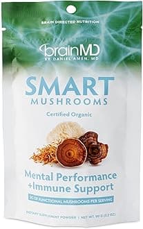 BRAINMD Dr. Amen Smart Mushrooms - Mental Performance + Immune Support 90g (3.2 oz)