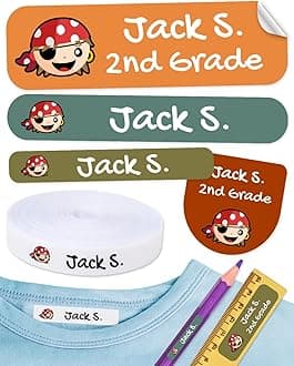 620 Custom Name Labels for Clothing & School Supplies – 400 Iron-On Fabric Labels + 220 Waterproof Stickers for School, Daycare & Nursing Home