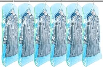 TAILI Hanging Vacuum Storage Bags Space Saver Bags for Clothes, 6 Long Vacuum Seal Bag for Suits, Coats or Jackets, Closet Organizer and Storage, Blue
