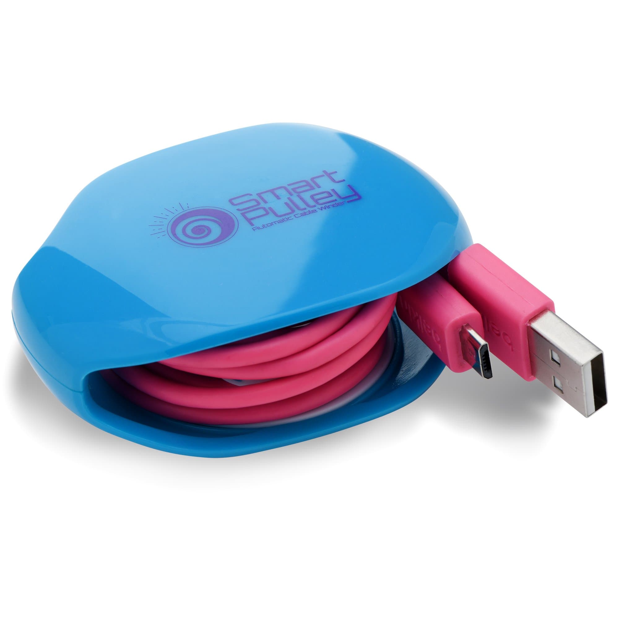 Automatic Cable Winder For USB Cables| Retractable Cable Organizer |Portable Cord Winder Small No More Tangled Cords (Large, Blue)