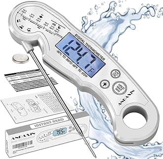 Meat Thermometer Digital - Fast Instant Read Food Thermometer for Cooking, Candy, Outside Grill, and Roast, Digital Food Thermometer with Backlight LCD & Calibration - Grey/Silver