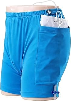 WEEOATAR Incontinence Care Shorts,Fistula Pants,Catheter Underwear Incontinence Pants,Urine Bag Underwear with Double Pockets for Nephrostomy,Foley,Suprapubic&Biliary Catheters(Man Blue,XXXL)