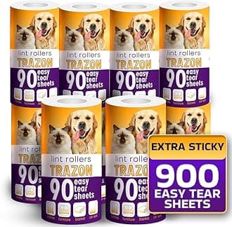 Lint Roller Refills 10 Pack of 900 Sheets / 10 Refills Rollers Only, Extra Sticky Roller for Pet Hair, Lint Remover Dog Hair Cat, Fuzz, Animal Fur, Stick Lint Removal Roller Clothes