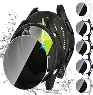 Tensea [5+5Pack for Samsung Galaxy Watch 7 Screen Protector Case 40mm Accessories, Hard PC Bumper/HD Anti-Fog Tempered Glass Protective Film, Face Cover Set, Galaxy Watch 7 Case for Women Men