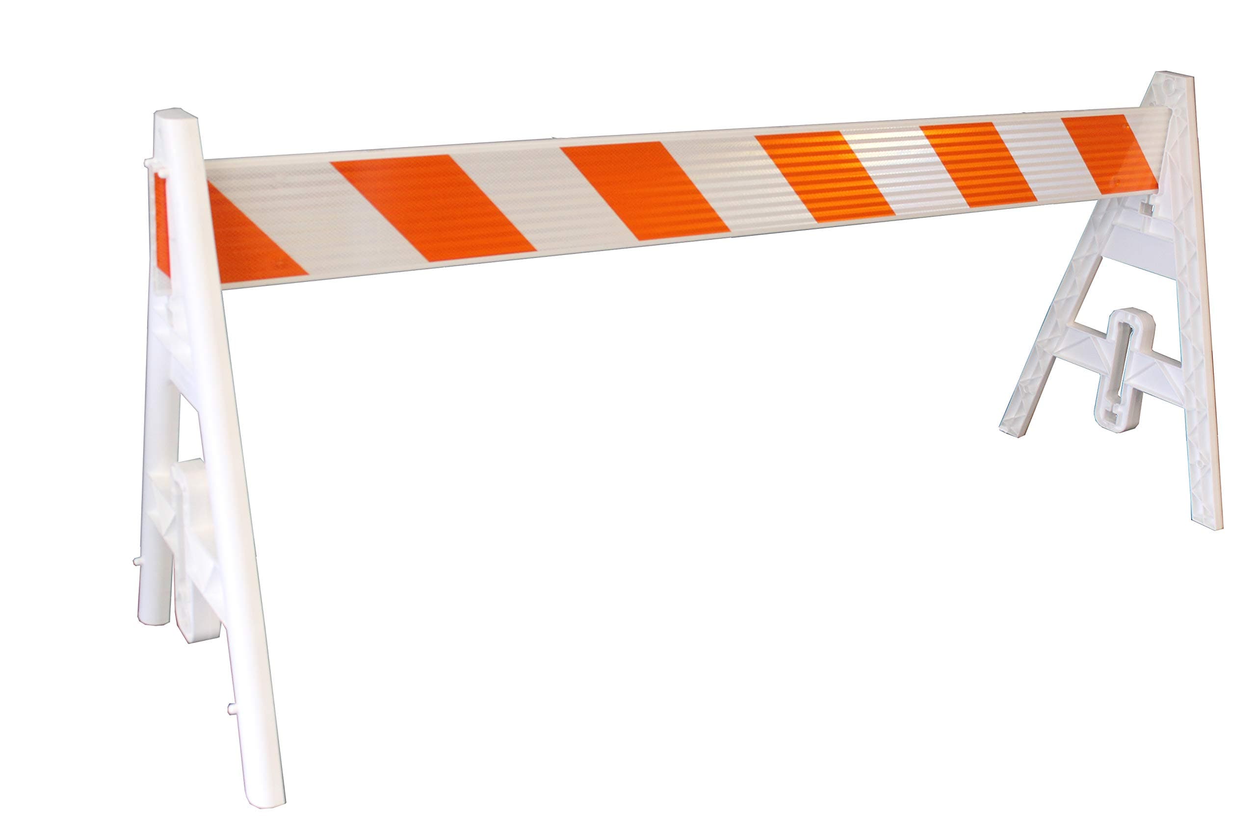 Type 1 A-Frame Plastic Barricade with Reflective Double Sided 8 Foot Rail-A Frame legs and Rails ship separate.
