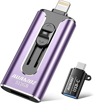 512GB Flash Drives Intended for iPhone, Memory Stick Storage for Photos and Videos Backup, Compatible with iPhone iPad Android PC, Plug and Play, No Application Required (Light Purple)