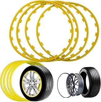 LenTLy 16-20" Car Rims Edge Trim Protector Wheel Protection Ring, Alloy Wheel Edge Ring Rim Protectors Tyres Tire Guard Set of 4, Anti-Scratch Car Refit Trims Kit(Size:17 inch,Color:Yellow)