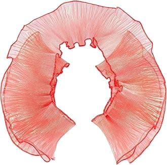 GORGECRAFT 10 Yards 4.72"/12cm Red Organza Ruffled Pleated Lace Fabric Trim Retro Ruffle Pleated Chiffon Trimmings Polyester Border Lace Fabric for DIY Wedding Dress Craft Home Decor