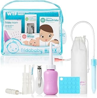 Bitty Bundle of Joy Mom & Baby Essentials Healthcare and Grooming Gift Kit Includes Peri Bottle, NoseFrida Snotsucker, Windi Gaspasser & Nail Clipper + File Set